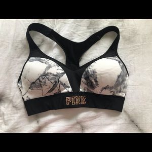 victoria secret pink marble sports bra